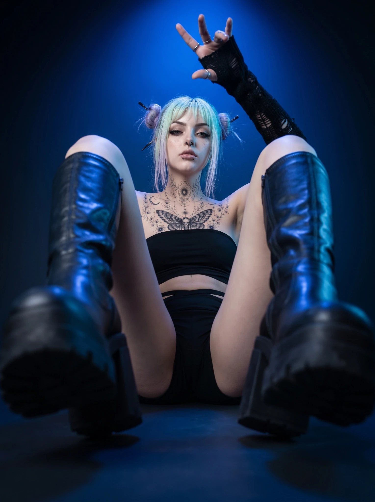 Hannah: Blue studio portrait
