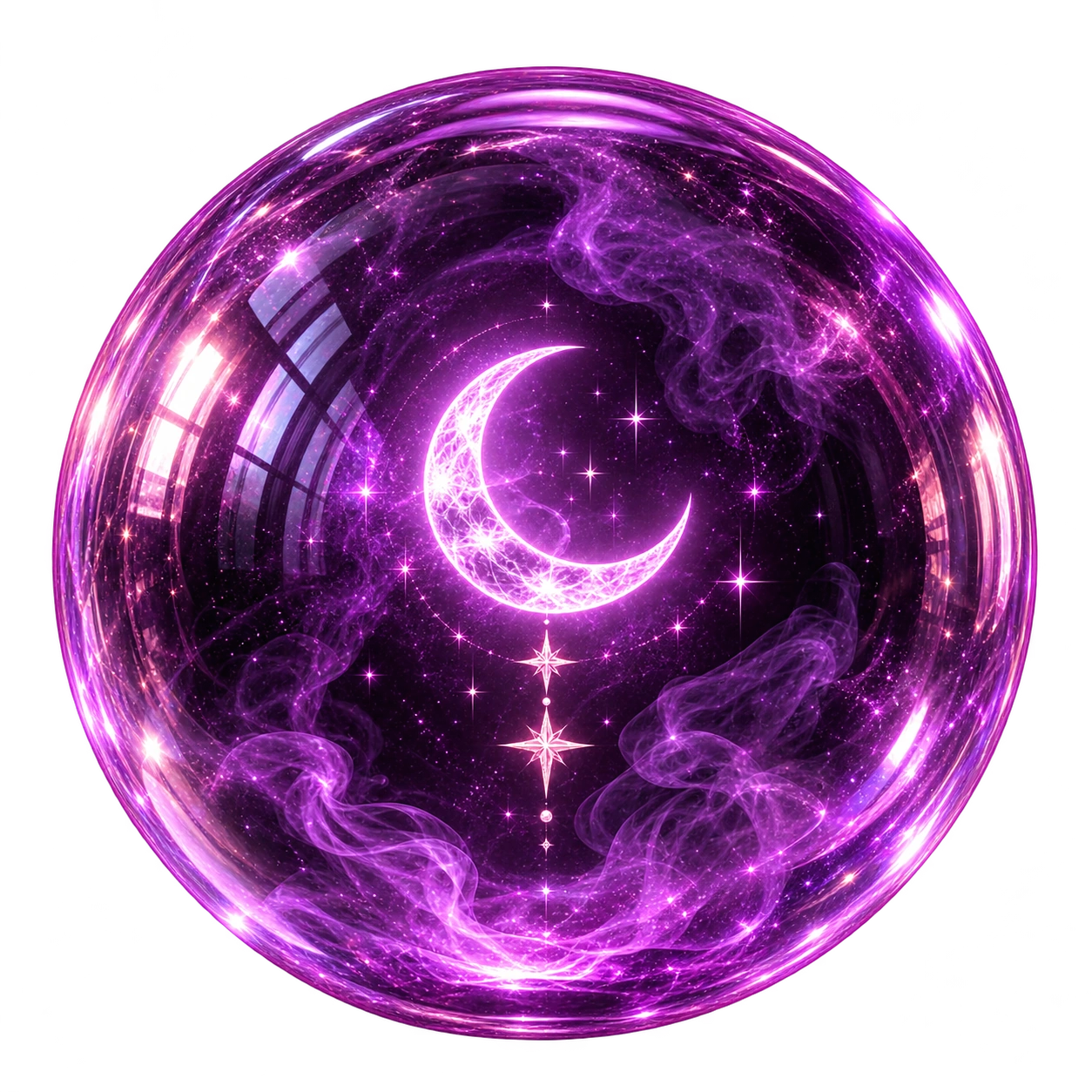 Glowing purple crystal ball